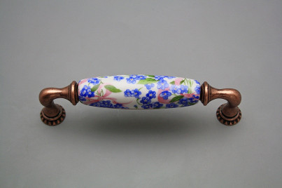 Rustikální úchytka Bohemia 128mm Pomněnky Chintz CU č.1