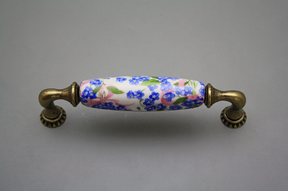 Rustikální úchytka Bohemia 128mm Pomněnky Chintz č.1