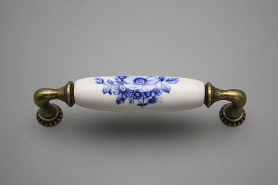Rustikální úchytka Bohemia 128mm Blue Floral č.1
