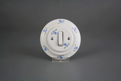 Porcelánový kolébkový vypínač č. 6 kompletní Pomněnky Házenky BBB č.1