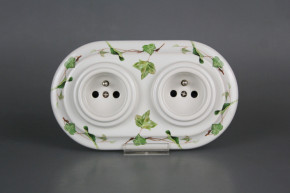 Porcelánová dvojzásuvka kompletní Břečťan BB