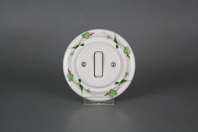 Porcelánový kolébkový vypínač č. 1 kompletní Břečťan BB č.1