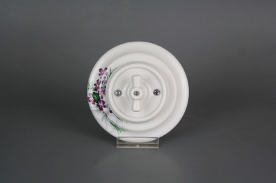 Porcelánový otočný vypínač č. 5 kompletní Viola s mašlí BB č.1