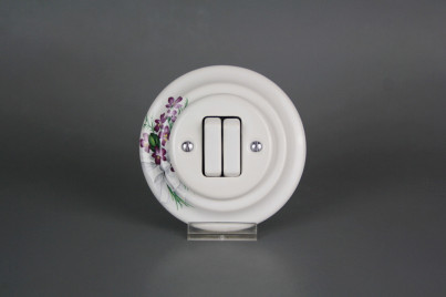 Porcelánový kolébkový vypínač č. 5 (6+6) kompletní Viola s mašlí BB č.1